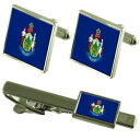 【送料無料】メンズアクセサリ— メインカフスボタンタイクリップマッチングボックスセットmaine flag cufflinks tie clip m...