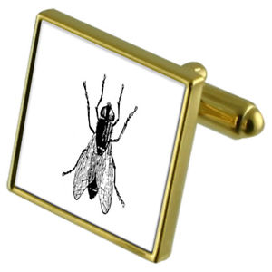 【送料無料】メンズアクセサリ—　カフスボタンクリスタルタイクリップセットフライfly insect goldtone cufflinks crystal tie clip gift set