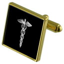【送料無料】メンズアクセサリ— カフスボタンクリスタルタイクリップセットmedical caduceus goldtone cufflinks cr...