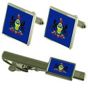 【送料無料】メンズアクセサリ— ペンシルバニアカフスボタンタイクリップマッチングボックスセットpennsylvania flag cufflinks...