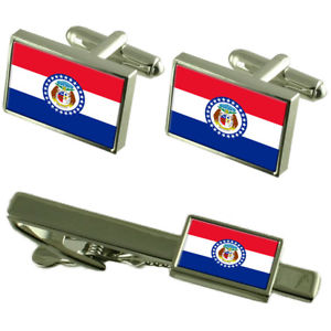 ̵ۥ󥺥ꡡߥꥫեܥ󥿥åץޥå󥰥ܥååmissouri flag cufflinks tie clip matching box gift set