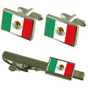 【送料無料】メンズアクセサリ— フラグカフスボタンタイクリップマッチングボックスセットmxico flag cufflinks tie clip m...