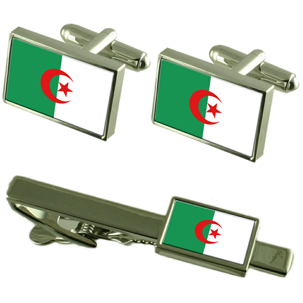 ̵ۥ󥺥ꡡ른ꥢեܥ󥿥åץޥå󥰥ܥååalgeria flag cufflinks tie clip matching box gift set