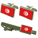 【送料無料】メンズアクセサリ— チュニジアカフスボタンタイクリップマッチングボックスセットtunisia flag cufflinks tie cl...