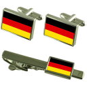 【送料無料】メンズアクセサリ— ドイツカフスボタンタイクリップマッチングボックスセットgermany flag cufflinks tie clip...