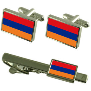 【送料無料】メンズアクセサリ—　アルメニアカフスボタンタイクリップマッチングボックスセットarmenia flag cufflinks tie clip match..