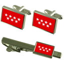 【送料無料】メンズアクセサリ— マドリッドカフスボタンタイクリップマッチングボックスセットmadrid flag cufflinks tie clip matching box gift set