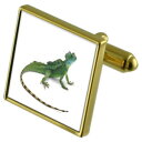 【送料無料】メンズアクセサリ— トカゲカフスボタンクリスタルタイクリップセットreptile lizard goldtone cufflinks c...