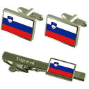 【送料無料】メンズアクセサリ—　スロベニアカフスボタンタイクリップマッチングボックスslovenia flag cufflinks engraved tie clip matching box set