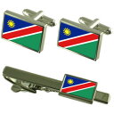 【送料無料】メンズアクセサリ— ナミビアカフスボタンタイクリップマッチングボックスセットnamibia flag cufflinks tie cli...