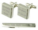 【送料無料】メンズアクセサリ- カフスボタンタイクリップボックスセットgrandfather of bride engraved cufflinks tie clip box set