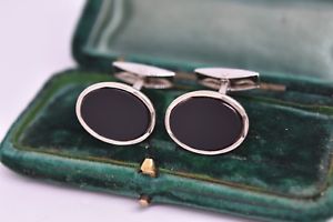 vintage art deco sterling silver cufflinks with an onyx design b995ビンテージアールデコスターリングシルバーオニキスデザインカフリンクス※注意※NYからの配送になりますので2...