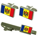 【送料無料】メンズアクセサリ— モルドバカフスボタンタイクリップマッチングボックスセットmoldova flag cufflinks tie cli...