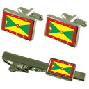 【送料無料】メンズアクセサリ— グレナダカフスボタンタイクリップマッチングボックスセットgrenada flag cufflinks tie cli...