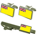 【送料無料】メンズアクセサリ— ニウエカフスボタンタイクリップマッチングボックスセットniue flag cufflinks tie clip ma...