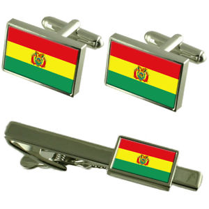 【送料無料】メンズアクセサリ—　ボリビアカフスボタンタイクリップマッチングボックスセットbolivia flag cufflinks tie clip matching box gift set
