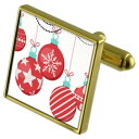 【送料無料】メンズアクセサリ- クリスマスツリーカフスボタンクリスタルタイクリップセットchristmas tree bauble goldtone cufflinks crystal tie clip gift set