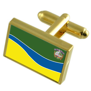 【送料無料】メンズアクセサリ—　エクアドルゴールドフラッグカフスボタンボックスpuyo city ecuador g..