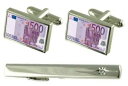 【送料無料】メンズアクセサリ— タイクリップユーロカフスボタンセットgift set tie clip 500 euro note cufflink...