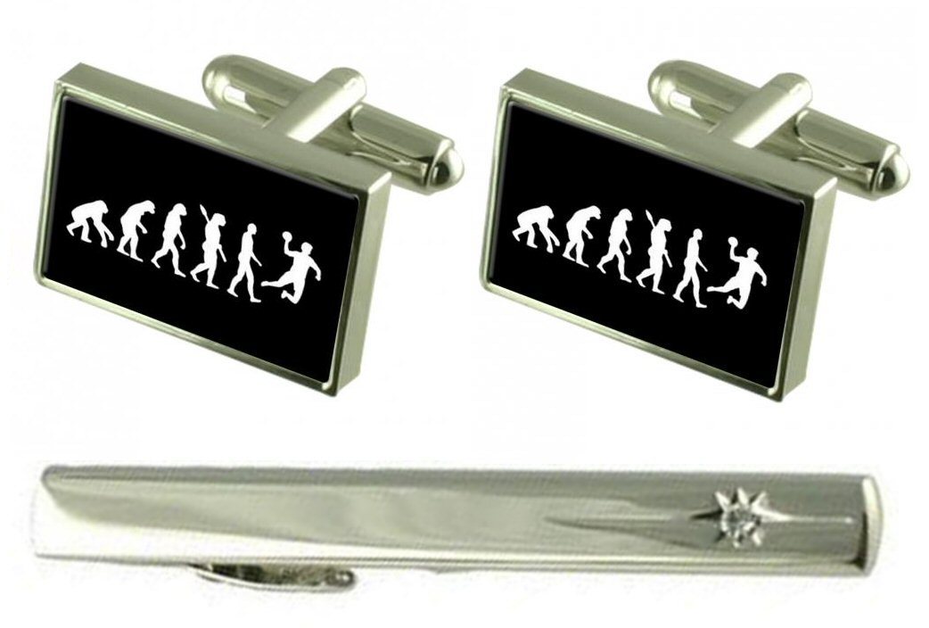 【送料無料】メンズアクセサリ—　タイクリップハンドボールカフスボタンgift set tie clip evolution a..