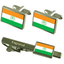 【送料無料】メンズアクセサリ— マイアミアメリカカフスボタンタイクリップセットmiami city usa flag cufflinks engra...