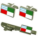 【送料無料】メンズアクセサリ- エクアドルカフスボタンタイクリップセットportoviejo city ecuador flag cufflinks engraved tie clip set
