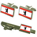 【送料無料】メンズアクセサリ— ベルリンドイツカフスボタンタイクリップセットberlin germany flag cufflinks engrav...