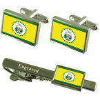 【送料無料】メンズアクセサリ—　ベルモパンベリーズフラグカフスリンクネクタイピンセットbelmopan city belize flag cufflinks engraved tie clip set