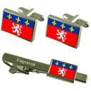 【送料無料】メンズアクセサリ— リヨンフランスカフスボタンタイクリップセットlyon city france flag cufflinks engr...