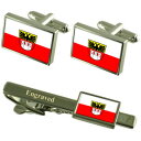 【送料無料】メンズアクセサリ— ジュイスブルクドイツフラグカフスリンクネクタイピンセットduisburg city germany flag cuf...