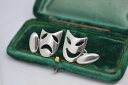 【送料無料】メンズアクセサリ- ビンテージコメディマスクデザインスターリングシルバーカフリンクスvintage sterling silver cufflinks with a comedy and tragedy mask design b723