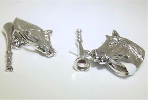 【送料無料】メンズアクセサリ—　スターリングシルバーフォックスハンティングホルンカフスボタンカフリンクス925 sterling silver fox hunting horn horse head equestrian cufflinks cuff links