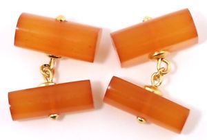 【送料無料】メンズアクセサリ— ビンテージオレンジカフスボタンリンクvintage amber cufflinks w yellow metal links 1970s