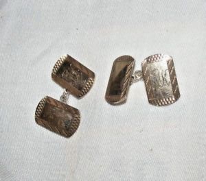 【送料無料】メンズアクセサリ—　ビンテージエンジンゴールドシルバーカフリンクスオンvintage h griff..