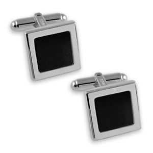 【送料無料】メンズアクセサリ— スターリングシマメノウカフスリンクsterling silver onyx square cufflinks