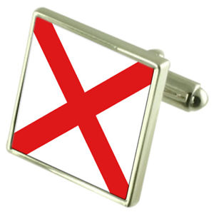 楽天hokushin【送料無料】メンズアクセサリ—　アラバマスターリングフラグカフスリンクalabama sterling silver flag cufflinks