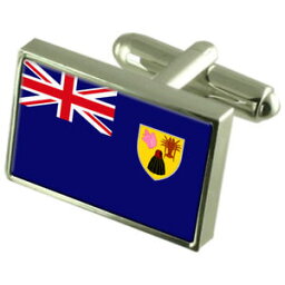 【送料無料】メンズアクセサリ—　タークスカイコスボックススターリングシルバーカフリンクスturks amp; caicos islands sterling silver flag cufflinks in engraved box