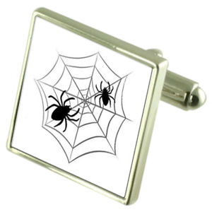 【送料無料】メンズアクセサリ—　オプションクモスターリングカフスリンクspider web sterling silver cufflinks optional engraved box