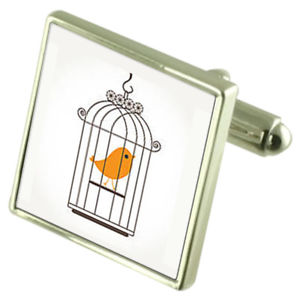 【送料無料】メンズアクセサリ—　オプションカナリアスターリングカフスリンクcanary bird cage sterling silver cufflinks optional engraved box