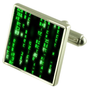 【送料無料】メンズアクセサリ—　オプションマトリックスコンピューターコードスターリングカフスリンクmatrix computer code sterling silver cufflinks optional engraved box