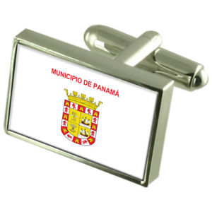 【送料無料】メンズアクセサリ—　パナマパナマスターリングシルバーカフスボタンボックスpanama city panama sterling silver flag cufflinks engraved box