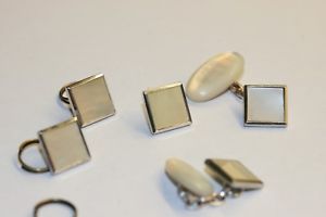 ̵ۥ󥺥ꡡǥɥ쥹åɥܥȥեܥ9ct silver art deco dress stud set with cufflinks