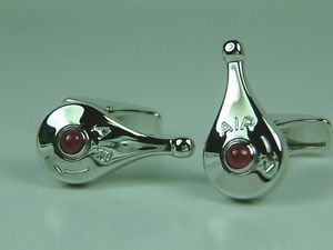 ダンヒル(カフス) 【送料無料】メンズアクセサリ—　ダンヒルレッドサファイアスターリングシルバーカフリンクスnib dunhill red sapphire sterling silver cufflinks