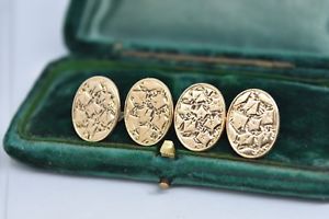 【送料無料】メンズアクセサリ- アンティークゴールドデザインビクトリアンアイビーカフリンクスantique15ct gold victorian ivy cufflinks with stunning design 595g b959