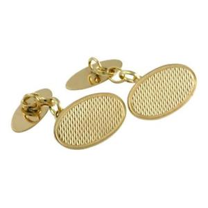 【送料無料】メンズアクセサリ—　ゴールドエンジンオンカフリンクス9ct gold engine turned oval cuffl..
