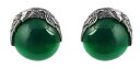 【送料無料】メンズアクセサリ—　アールヌーボーワシスターリングシルバーグリーンイヤリングart nouveau eagle bird of prey sterling silver green agate earrings