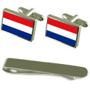 【送料無料】メンズアクセサリ— オランダシルバーカフスボタンタイクリップボックスセットthe netherlands flag silver cuf...