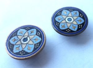楽天hokushin【送料無料】メンズアクセサリ—　アンティークエナメルフランスカフリンクアルantique cuff links with enamel, brass, france, around 1800 al680