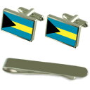 【送料無料】メンズアクセサリ— バハマシルバーカフスボタンタイクリップボックスセットthe bahamas flag silver cufflink...