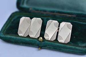 メンズアクセサリ—　ヴィンテージゴールドメンズカフスボタンアールデコデザインvintage 9ct gold mens cufflinks with an art deco design 769g g149